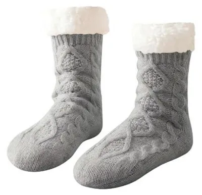 Produktbild von Kuschelsocken Damen Hüttensocken Winter Socken Grau Einheitsgröße