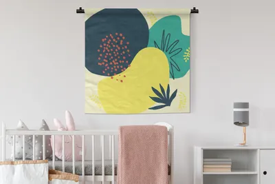 Produktbild von MuchoWow® Wandteppich Wandbehang Sommer - Flecken - Blätter 90x90 cm Tapisserie Dekoration Wandtuch - Wandaufhänger