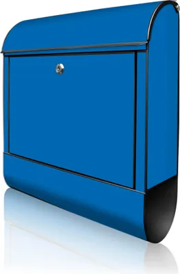 Produktbild von banjado Design Briefkasten Stahl schwarz mit Zeitungsfach pulverbeschichtet "Signalblau" 38x46x12,5cm & 2 Schlüssel - Postkasten A4 Einwurf inkl. Montagematerial [BKSCH 0020]