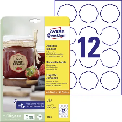 Obrázok produktu pre Avery 5085, Biela, Samolepiaci štítok, A4, Papája, Univerzálne, Štvorec
