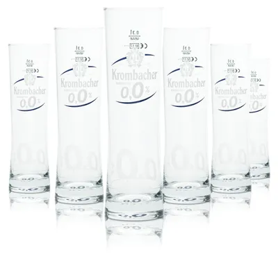 Produktbild von 6x Krombacher Glas 0,3l Pokal Stange Cup Gläser 0,0% Alkoholfrei Geeicht Gastro