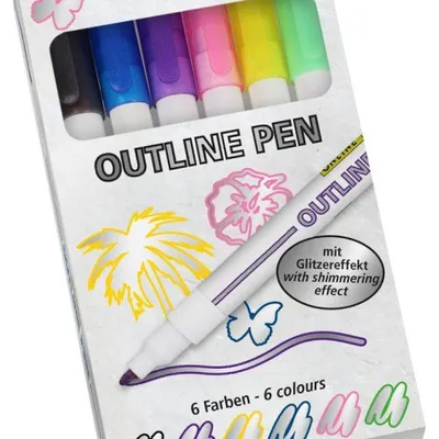 Productafbeelding van ONLINE® 18616 ONLINE® Outline viltstiften, verschillende kleuren, 6 stuks.