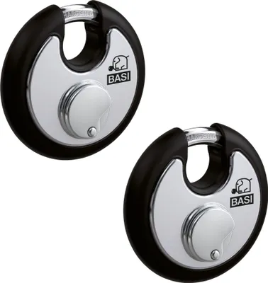 Produktbild von BASI - Rundbügel-Vorhangschloss - SET - 2x RVS 610W - 70 mm - Schwarz - Verschiedenschließend - 2x6100-7020-SCHW