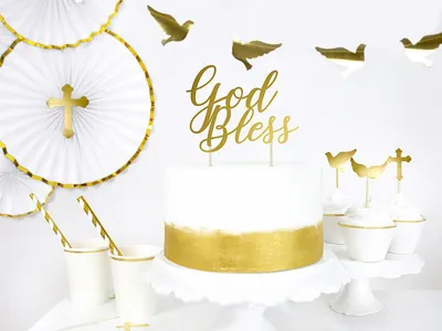 Produktbild von Cake Topper God Bless 27,5cm gold