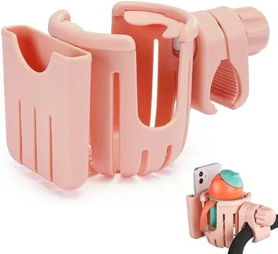 Productafbeelding van Bekerhouder voor kinderwagen - Met telefoonhouder - Bekerhouder voor buggy - Bekerhouder voor fiets - Bidonhouder voor fiets - Bekerhouder voor kinderwagen - Fleshouder voor kinderwagen - Eenvoudig te monteren - Geschikt voor fietsen, mountainbikes, kinderwagens en rolstoelen