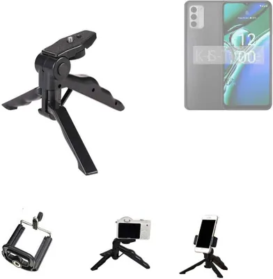 Produktbild von K-S-Trade Stativ Tisch-Ständer Dreibein Handy-Stativ Ständer kompatibel mit Nokia G42 5G Mini-Stativ Smartphone Tripod Handy-Stativ aus Plastik
