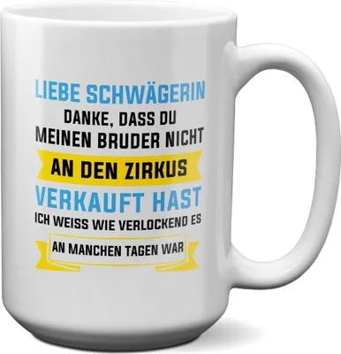 Produktbild von 22Feels XL Tasse Schwägerin Geschenk Hochzeit Idee Frauen -Mein Bruder- Weihnachten Geburtstag Haferl Kaffeetasse Geschenkidee Bürotasse