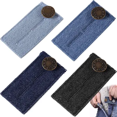 Productafbeelding van 4 stuks broekverlengers - Verstelbare broeksknop-verlengstukken - Jeansbroek-verlengstukken - 8,3 x 3,5 cm - geschikt voor jeans en broeken - ook geschikt voor tijdens de zwangerschap