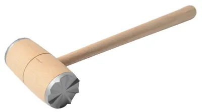 Holz-Fleischklopfer, doppelseitig, mit Metallköpfen, 32 cm