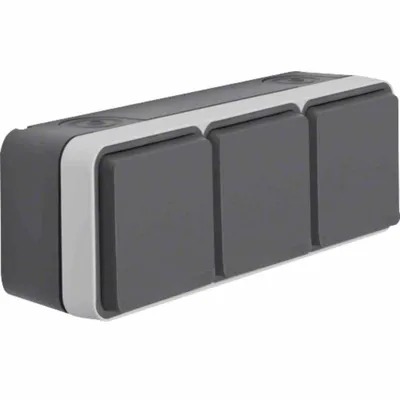 Produktbild von Berker SCHUKO-Steckdose 3fach Klappdeck. lichtgrau 47733515