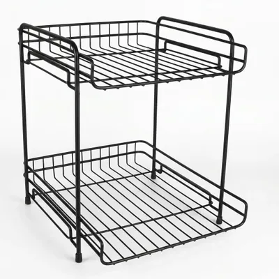 Immagine prodotto di Scaffale per spezie, 2 ripiani, 30 x 29,5 x 25 cm, acciaio, nero, per la cucina