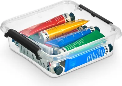 Produktbild von Aufbewahrungsbox Mit Deckel Clips Organizer Büro Schubladenbox Plastikbox 0,6 L