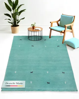 Produktbild von Wollteppich Gabbeh Uni Türkis 200x290 cm | Moderner Teppich für Wohn- und Schlafzimmer