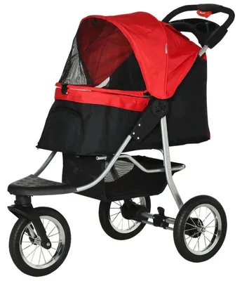 Obrázok produktu pre Kočík pre psov, skladací | Farba: Červená + Čierna | Rozmery: 54,5 x 109,5 x 106,5 cm