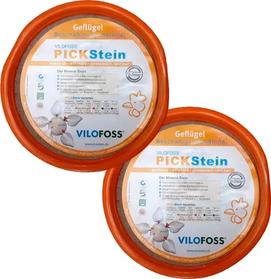 Produktbild von Vilofoss Pickstein MEDIUM 2x8 kg Set 16kg Pickschale Geflügel Hühner Mineral