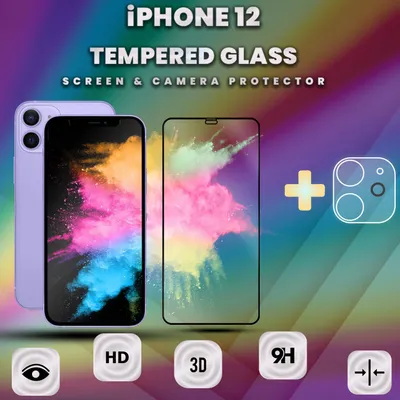 Obrázek produktu pro 1-balení iPhone 12 Ochranné sklo na displej & 1-balení ochrana objektivu - Tvrzené sklo 9H - Super kvalita 3D