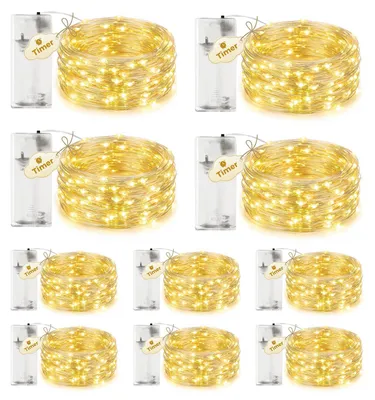 Lichterkette, 10 Stück, 2 m, 20 LEDs, warmweiß, Timer