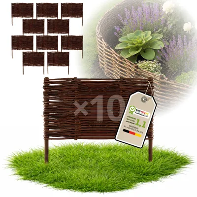 Produktbild von Floranica 10 Stück Beetbegrenzung Weide 40 cm x 50 cm – Rasenkante Weidengeflecht Beeteinfassung, Beetumrandung