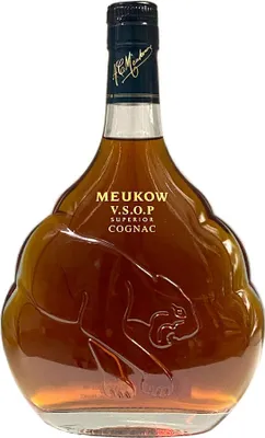A bottle of Meukow VSOP Superior Cognac.
