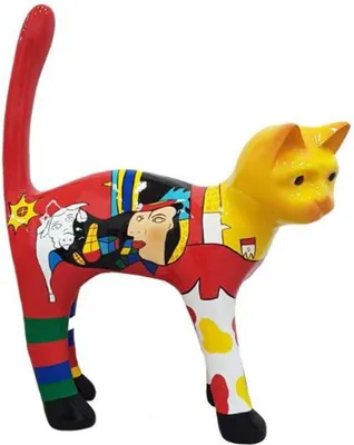 Produktbild von Casa Padrino Dekofigur Katze Mehrfarbig H. 110 cm - Wetterbeständige Deko Skulptur - Wohnzimmer Deko - Garten Deko - Deko Tierfigur