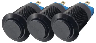 Productafbeelding van ProRide Pulsschakelaar OFF-(ON) - 12V/5A - Inbouw-Ø12mm - Zwart - 3 Stuks