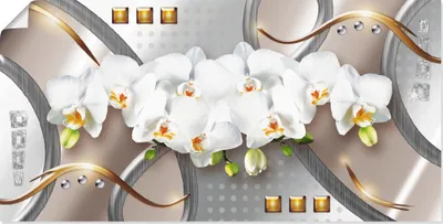 Produktbild von ARTland Poster Orchideen mit Elementen Größe: 40x20 cm