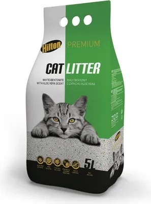 Image de Hilton litière pour chat blanc aloès 5l - litière bentonite blanche parfumée à l'aloe vera HILTON