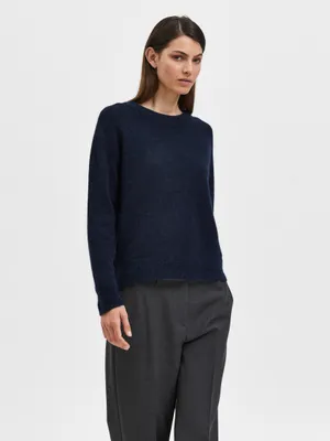 Produktbild von Damen SELECTED Feinstrick Wollpullover Rundhals Strickpullover SLFLULU | XS