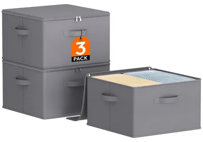 Productafbeelding van Set van 3 opbergboxen met deksel, geschikt voor kleding en speelgoed