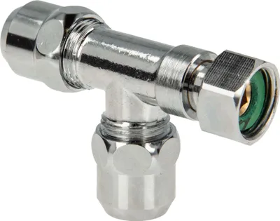 Produktbild von tecuro T-Stück 3/8 Zoll / Ø 10 mm Abzweigverteiler für Eckventile MS-verchromt - mit Dichtung