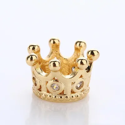 Immagine prodotto di Perline a foro largo 5 pezzi, 10,8 x 7,2 mm, oro con pietre trasparenti