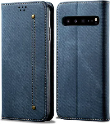 Image de Galaxy S10 5G Case, étui portefeuille en cuir avec fermeture magnétique et fonction stand pour Samsung Galaxy S10 5G Bleu