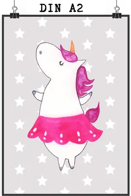 Produktbild von Mr. & Mrs. Panda Bild Einhorn Ballerina DIN A2 - Grau Pastell - Geschenk, Unicorn, Tanzen, Wohnung, Geburtstag, Wandbild, wanddeko, Kunstdruck, Plakat, drucke, Einhörner