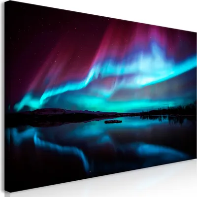 Produktbild von Wandbild Mega XXXL Polarlicht 250x125 cm Einteiliger XXL-Format Kunstdruck zur Selbstmontage Leinwandbilder moderne Bilder DIY Wanddekoration Wohnung Deko Nordlicht Island Nacht c-B-0289-ak-f