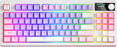 Produktbild von Mechanische YK830-Tastatur, RGB-Hintergrundbeleuchtung + 18 Lichteffekte | Drei-Modus-Verbindung (BT 5.0 + 2,4 G + USB verkabelt) | Hot-Swap-fähig, rote Achse