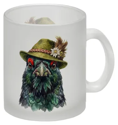 Produktbild von Auerhuhn mit alpenländischem Trachtenhut Glas Tasse