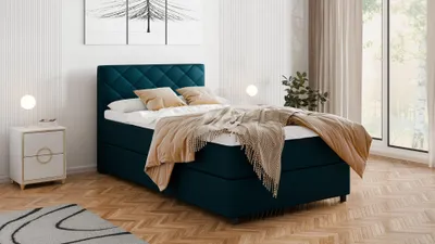 Produktbild von BOXSPRINGBETT Diamaro 120x200 cm mit Bettkasten und Topper - Dunkeltürkis