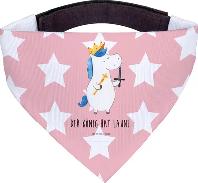 Produktbild von Mr. & Mrs. Panda Dreieckstuch Einhorn König mit Schwert - Rot Pastell - Geschenk, Halstuch Für Hunde, Unicorn, Ritter, Einhörner, Mittelalter, Hals Tuch, Hund, Bandana
