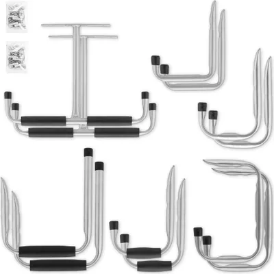 Produktbild von Navaris Garagenhaken Set 12tlg. - Haken für Wand und Decke - Halterung für Leiter Fahrrad Kajak - Wandhaken Garage - Decken- und Wandhalterung
