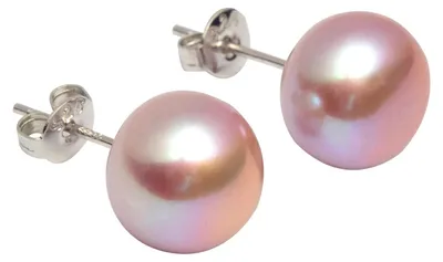 Süßwasserperlen-Ohrstecker 8mm, echte Perle, lila, 925 Sterling Silber