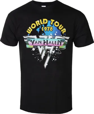 Obrázok produktu pre Van Halen World Tour '78 Full Colour Tričko s krátkym rukávom Black XL