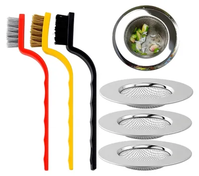 Produktbild von Edelstahl-Abflusssieb 3er Set, 7,5 cm Haarsieb für Dusche und Waschbecken