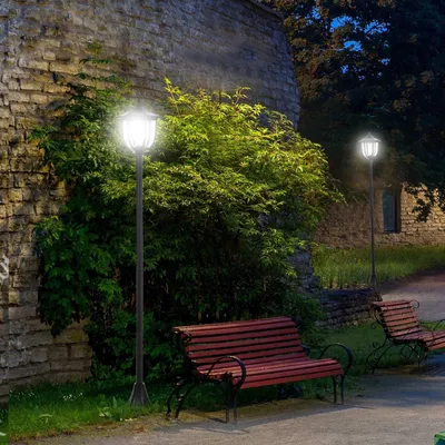 Produktbild von Solar Gartenleuchte Led Gartenlaterne Mit 30/60 Lumen, Kunststoff, Schwarz, Ø26,5 X H177 Cm