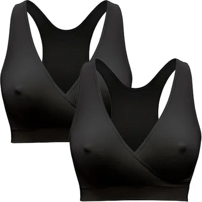 Image de Brassière d'allaitement KEEP COOL - Lot de 2 - Noir - Taille M - Confort pour la Nuit - Soutien Doux pour Maman Allaitante