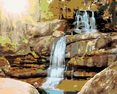 Produktbild von Zuty - Malen nach Zahlen - SONNENSTRAHLEN UND WASSERFALL, 40x50 cm, mit Keilrahmen (bereits gespannt)