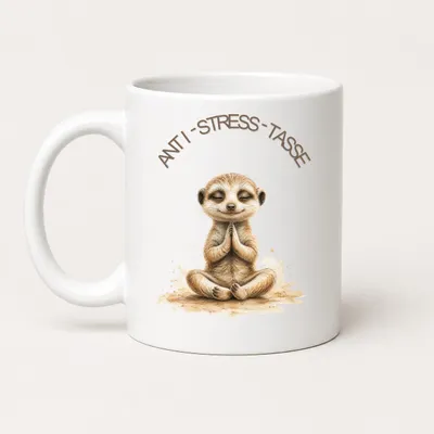 Produktbild von Anti-Stress-Tasse Erdmännchen Aquarell 325 ml Keramik Geschenk