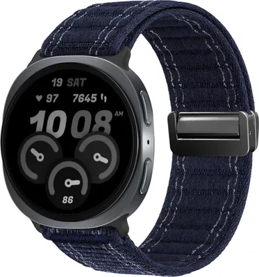 Produktbild von Smartwatch Armband für Samsung Galaxy Watch8 40mm Nylon Textil Band Ersatzband Wechselband Magnetverschluss flexibel atmungsaktiv Blau Dunkelblau