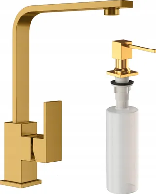 Produktbild von Granitan | Küchenarmatur Nook - Gold - Höhe 26 cm - 360° Schwenkbar - Quadratische Küchenarmatur