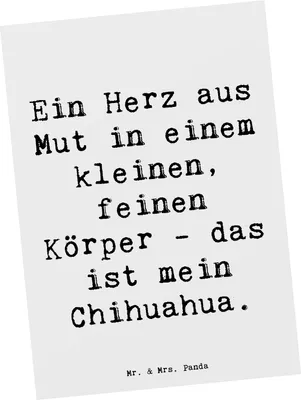 Produktbild von Mr. & Mrs. Panda Postkarte Spruch Chihuahua Herz - Weiß - Geschenk, kleine Hunderasse, Hunderassen Charakter, treuer Begleiter, verspielte Hunde, Postkarten, Haustiere