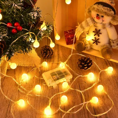 Lichterkette 6 m, 40 LED warmweiß, Globe, Timer, IP65, batteriebetrieben